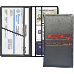 Car Registration and Insurance Holder Fit for Chevy Camaro SS Vehicle Glove Box Car Organizer with Magnetic Closure, Driver License and Cards (SS)