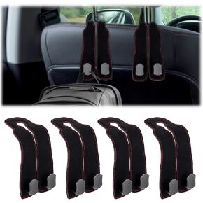 cobee 4Pcs Car Seat Back Storage Hooks, Car Seat Hooks for Headrest Car Purse Hook Double Headrest Hooks Purse Phone Holder Car Hanger Storage for Purses Handbags Phone (Gray)