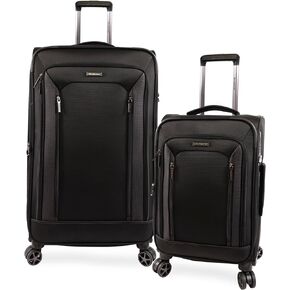 Elswood 2pc Softside Spinner Luggage, Black, 2 Piece Set