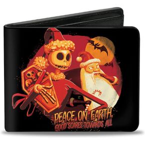 Buckle-Down Men's Disney Wallet, Bifold, Nightmare Before Christmas Jack Skellington and Sandy Claws, Vegan Leather, 4.0" x 3.5"