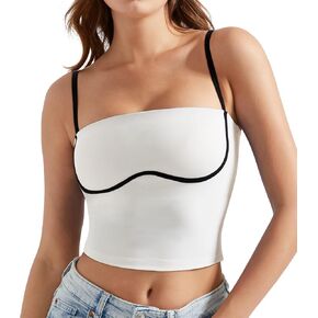 OMKAGI Womens Workout Tank Tops Adjustable Strap Longline Sports Bra Padded Sleeveless Top