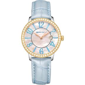Dainty Watches for Women, Mother-of-Pearl Dial and Swiss Quartz Movement Ladies Watch with Leather Strap - Cloud Series
