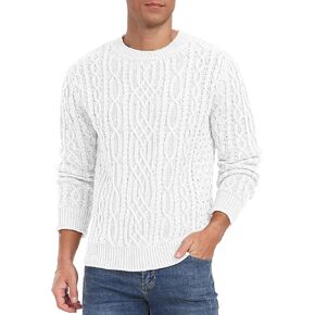 Askdeer Men's Cable Knit Pullover Sweater Long Sleeve Crew Neck Knit Sweater Soft Casual Sweaters with Ribbing Edge in Saudi Arabia
