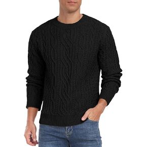 Askdeer Men's Cable Knit Pullover Sweater Long Sleeve Crew Neck Knit Sweater Soft Casual Sweaters with Ribbing Edge in Kuwait