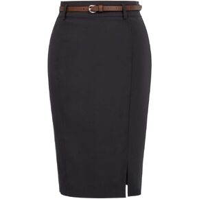 Kate Kasin Women's Bodycon Pencil Skirt with Belt Solid Color Hip-Wrapped in Kuwait