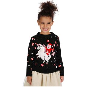 Unicorn Santa Girls Ugly Christmas Sweater Tacky Holiday Xmas Sweaters for Toddler Kids