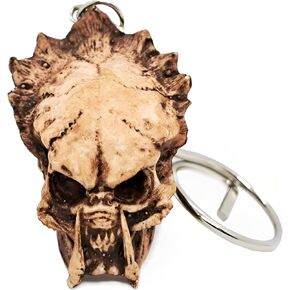 WitnyStore Tiny 2½" Predator Skull Keyring - Miniature Hand Made Resin Skeleton Head Keychain Carabiners Key Organizer Sci-fi Action Movies Monster Decorative Collectible Décor Gifts Souvenirs