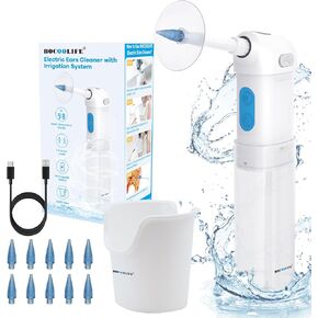 BOCOOLIFE Ear Wax Removal Electric Ear Cleaning Kit Waterproof Cleaner 4 Water Pressure Modes, Temperature Display, Ear Irrigation Flushing System Safe Effective Clean Wax Buildup, 10 Tips, Ear Basin