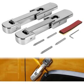 for Hummer H2 2003-2009 Billet Aluminum Chrome Hood Latch and Hood Latch Spring Set Silver (1pair)