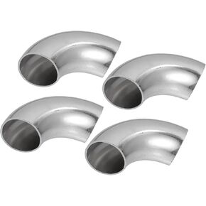 90 Degree Steel Exhaust Elbow Pipe Bend Tube Durable 25mm OD Modified Exhaust Elbow Pipe SS304 Stainless Steel Silver Tone (Set of 4) Durable Material