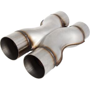 Stainless Steel Universal Exhaust X Pipe, 3 Inch ID Dual Stamped Exhaust Adapter Connector, 12 Inch Long for Smoother Exhaust, Dual 3 Inch Crossover Exhaust Tip