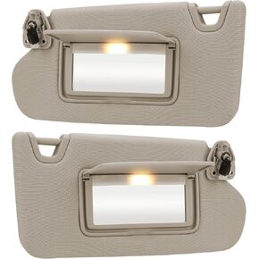 Beige Driver Left + Passenger Right Side Sun Visor Replacement Compatible with Nissan Altima 2013 2014 2015 2016 2017 2018 without Sunroof Replace 96400-3TA2A & 96401-3TA2A