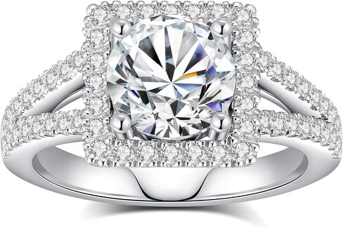 خواتم مويسانيتي للنساء خواتم الخطبة وعد خاتم الزواج 18K الذهب الأبيض مطلي S925 خواتم الفضة الاسترليني للزوجة ذكرى الزفاف in Kuwait