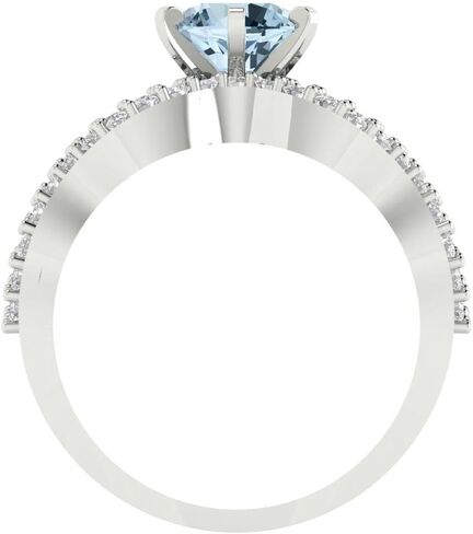 1.52 ct Round Cut Natural Swiss Blue Topaz 14k White Gold Solitaire with Accents Wedding Bridal Promise Ring Band Set in Saudi Arabia