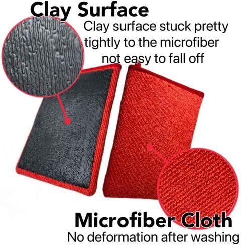 قفاز طين لتزيين السيارة - قفاز شريط طين عالي الجودة، قفاز طين صناعي لإزالة رذاذ الطلاء الزائد، بقع الماء، عصارة الأشجار، غبار السكك الحديدية من الطلاء، الزجاج، الأسطح البلاستيكية (قطعة واحدة قفاز أحمر) in Kuwait