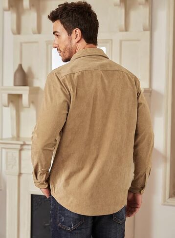 JMIERR Men's Corduroy Shirts Casual Western Long Sleeve Button Down Shacket Jackets with 2 Flap Pocket in Saudi Arabia