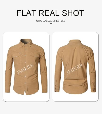 JMIERR Men's Corduroy Shirts Casual Western Long Sleeve Button Down Shacket Jackets with 2 Flap Pocket in Saudi Arabia