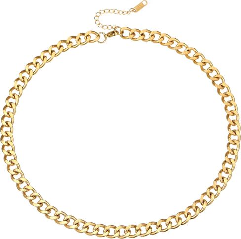 Chunky Gold Necklace for Women 18K Gold Plated Cuban Paperclip Choker Toggle Bar Clasp Necklaces Dainty Gold Chain Necklace Jewelry Gifts in Saudi Arabia