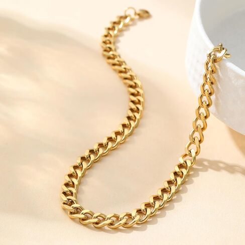 Chunky Gold Necklace for Women 18K Gold Plated Cuban Paperclip Choker Toggle Bar Clasp Necklaces Dainty Gold Chain Necklace Jewelry Gifts in Saudi Arabia