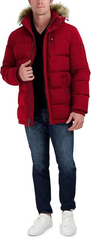 Nautica Men's Faux Fur Trim Puffer Jacket with Removable Hood in Saudi Arabia