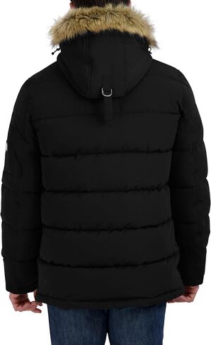 Nautica Men's Faux Fur Trim Puffer Jacket with Removable Hood in Saudi Arabia