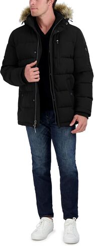Nautica Men's Faux Fur Trim Puffer Jacket with Removable Hood in Saudi Arabia