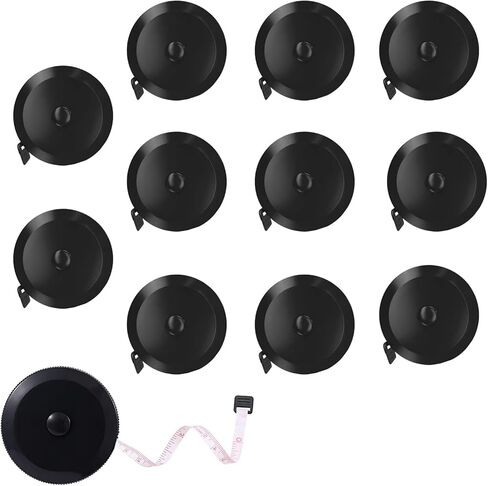 12 قطعة، شريط قياس أبيض ناعم قابل للسحب - شريط قياس لقياس الجسم، شريط متري مزدوج النطاق، شريط قياس ناعم لنسيج الجسم، خياطة خياط القماش، قياسات الحرف المنزلية. in Kuwait