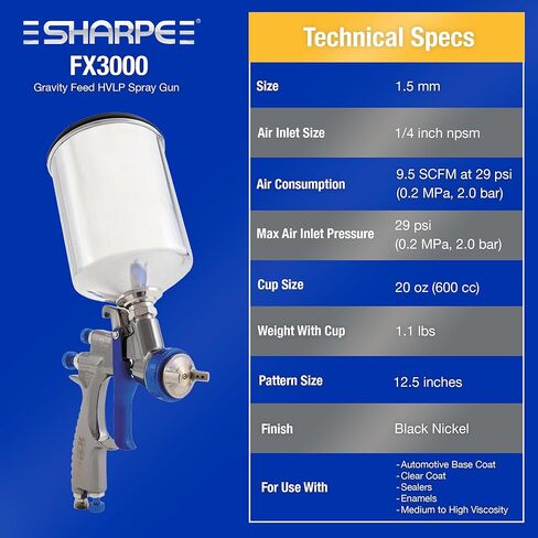 Graco-Sharpe 288878 HVLP FX3000 Paint Spray Gun, 1.0 mm in Saudi Arabia