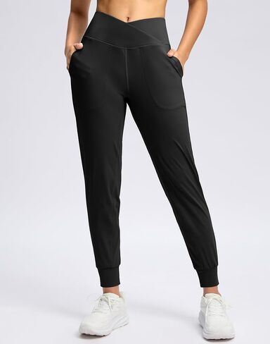 SANTINY Women's Joggers with Pockets Crossover Waist Yoga Pants Loose Athletic Leggings for Workout, Running, Lounge in Saudi Arabia