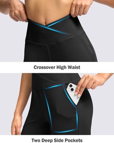SANTINY Women's Joggers with Pockets Crossover Waist Yoga Pants Loose Athletic Leggings for Workout, Running, Lounge in Saudi Arabia