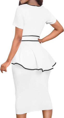 فساتين Peplum أنيقة للنساء الأعمال بطول الركبة فساتين Bodycon خمر سبليت الظهر سستة in Kuwait