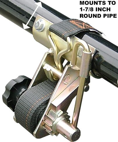 2 Pack, Rack-Strap, The Original Ladder Rack Tie-Down, Round Mounting Bracket, RS2 Gold 1-7/8 Inch Diameter Round Mounting Bracket, Bolt Installation Hardware Included, 8 Foot Black Strap in Kuwait