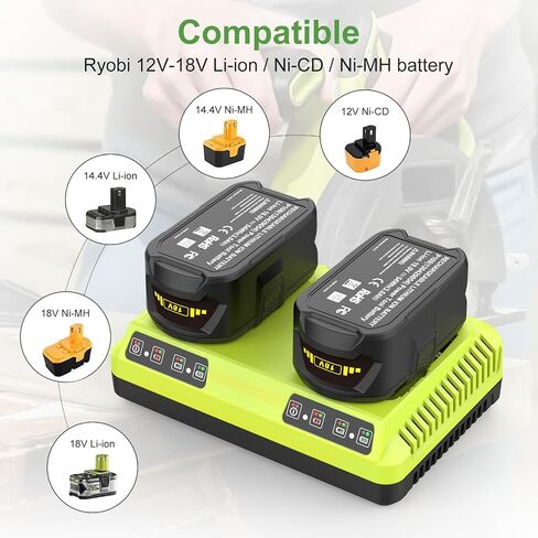 2Pack P108 18V 6.5A Replacement Ryobi 18V Batteries and Charger Kit, for Ryobi ONE+ 18-Volt Lithium Battery P104 P105 P102 P103 P107 P108, with a P117 P118 Fast Charger for Ryobi Battery in Saudi Arabia