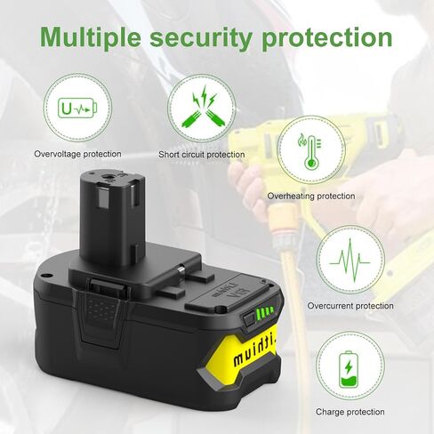 2Pack P108 18V 6.5A Replacement Ryobi 18V Batteries and Charger Kit, for Ryobi ONE+ 18-Volt Lithium Battery P104 P105 P102 P103 P107 P108, with a P117 P118 Fast Charger for Ryobi Battery in Saudi Arabia