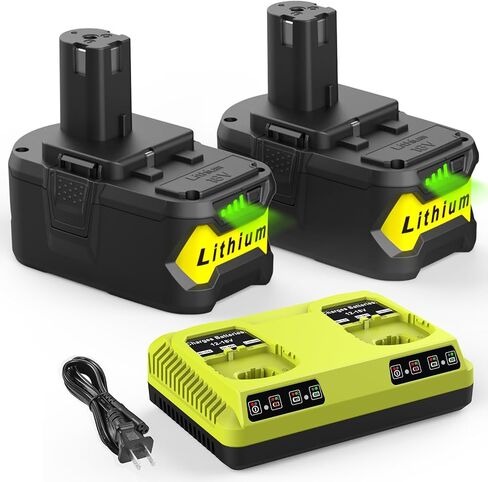 2Pack P108 18V 6.5A Replacement Ryobi 18V Batteries and Charger Kit, for Ryobi ONE+ 18-Volt Lithium Battery P104 P105 P102 P103 P107 P108, with a P117 P118 Fast Charger for Ryobi Battery in Saudi Arabia