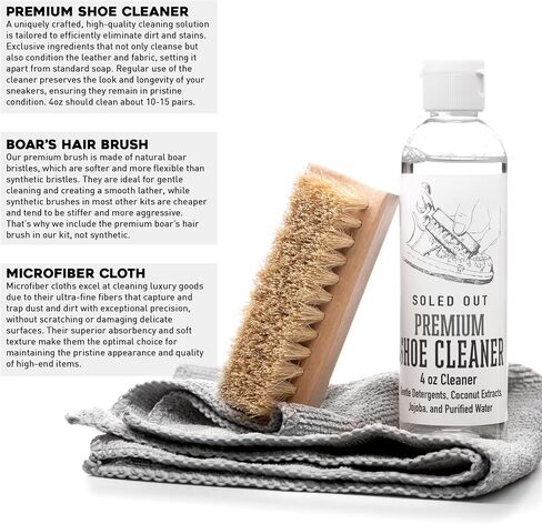Cleaner Kit - Sneakers Dress Shoes Sandals Boots Leather Suede Cork and Hats, Natural Solution with Coconut Jojoba in Saudi Arabia