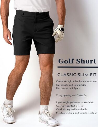Mens Golf Shorts 7'' Inseam Lightweight Quick Dry Strech Casual Work Shorts, Hybrid Flat Front Golf Shorts for Men in Saudi Arabia