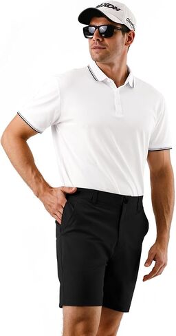 Mens Golf Shorts 7'' Inseam Lightweight Quick Dry Strech Casual Work Shorts, Hybrid Flat Front Golf Shorts for Men in Saudi Arabia