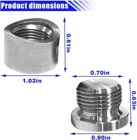 M18 X 1.5 Oxygen Sensor Mounting Bungs and Plugs, Stainless Steel Notched Nut Plug Notched Welding Nut Plug (4PCS) in Kuwait