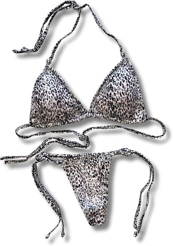 Women Tanning Bikini Two Piece Swimsuit, Triangle Padded Top Tie, Thong Bottom in Saudi Arabia