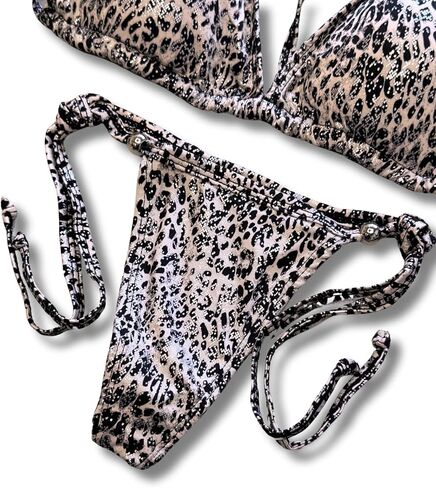 Women Tanning Bikini Two Piece Swimsuit, Triangle Padded Top Tie, Thong Bottom in Saudi Arabia