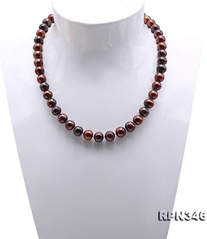 عقد من اللؤلؤ للنساء مقاس 9-10 ملم من لؤلؤ المياه العذبة البني المستدير ومجموعة سوار in Kuwait