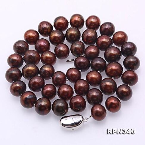 عقد من اللؤلؤ للنساء مقاس 9-10 ملم من لؤلؤ المياه العذبة البني المستدير ومجموعة سوار in Kuwait
