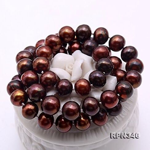 عقد من اللؤلؤ للنساء مقاس 9-10 ملم من لؤلؤ المياه العذبة البني المستدير ومجموعة سوار in Kuwait