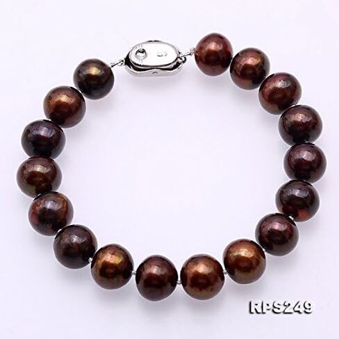 عقد من اللؤلؤ للنساء مقاس 9-10 ملم من لؤلؤ المياه العذبة البني المستدير ومجموعة سوار in Kuwait