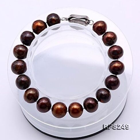 عقد من اللؤلؤ للنساء مقاس 9-10 ملم من لؤلؤ المياه العذبة البني المستدير ومجموعة سوار in Kuwait