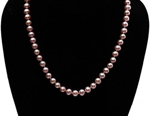 عقد لؤلؤ نسائي AA+ كلاسيكي 8 ملم مستدير من لؤلؤ المياه العذبة المزروع باللافندر مقاس 18 بوصة in Kuwait