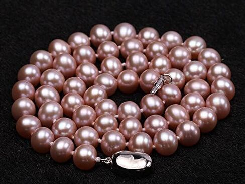 عقد لؤلؤ نسائي AA+ كلاسيكي 8 ملم مستدير من لؤلؤ المياه العذبة المزروع باللافندر مقاس 18 بوصة in Kuwait