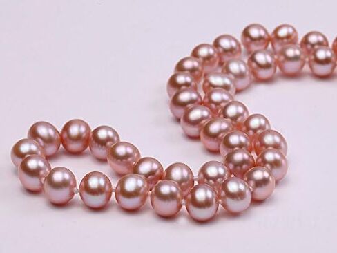 عقد لؤلؤ نسائي AA+ كلاسيكي 8 ملم مستدير من لؤلؤ المياه العذبة المزروع باللافندر مقاس 18 بوصة in Kuwait