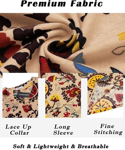 COOFANDY Mens Linen Beach Tee Shirts Cotton Hippie Shirts V Neck Long Sleeve Tunic Big and Tall Yoga Shirt in Saudi Arabia